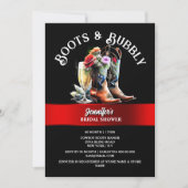 西カウボーイブーツ黒の赤いバーブリーのシック 招待状 (正面)