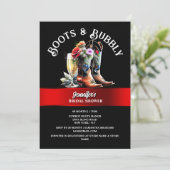 西カウボーイブーツ黒の赤いバーブリーのシック 招待状 (スタンド正面)