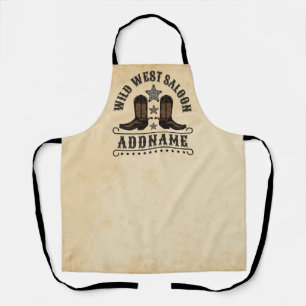 西カウボーイブーツADD NAME Sheriff Spurs Saloon エプロン