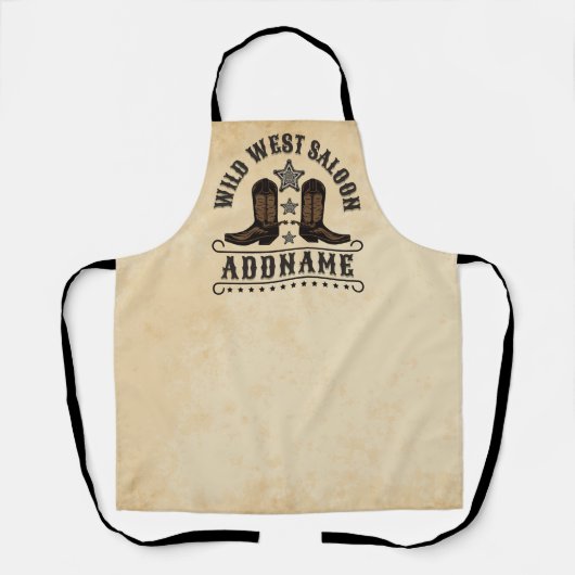 西カウボーイブーツADD NAME Sheriff Spurs Saloon エプロン (正面)