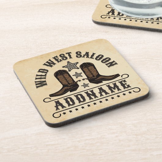西カウボーイブーツADD NAME Sheriff Spurs Saloon コースター (左側)