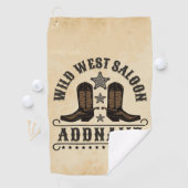 西カウボーイブーツADD NAME Sheriff Spurs Saloon ゴルフタオル (インサイチュ)