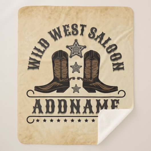 西カウボーイブーツADD NAME Sheriff Spurs Saloon シェルパブランケット (正面)
