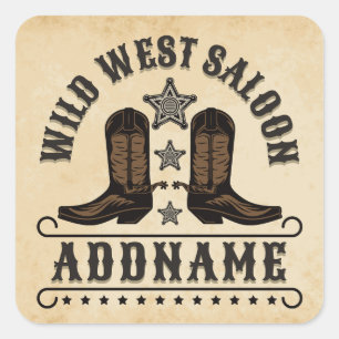 西カウボーイブーツADD NAME Sheriff Spurs Saloon スクエアシール