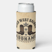 西カウボーイブーツADD NAME Sheriff Spurs Saloon スリム缶クーラー (Seltzer正面)