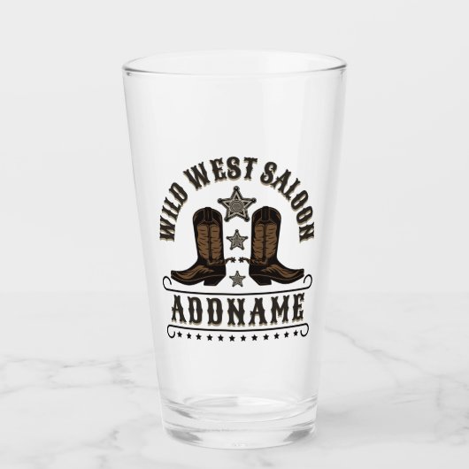 西カウボーイブーツADD NAME Sheriff Spurs Saloon タンブラーグラス (正面)