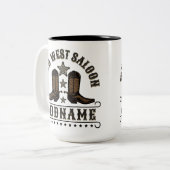 西カウボーイブーツADD NAME Sheriff Spurs Saloon ツートーンマグカップ (正面左)