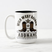 西カウボーイブーツADD NAME Sheriff Spurs Saloon ツートーンマグカップ (左)