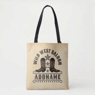西カウボーイブーツADD NAME Sheriff Spurs Saloon トートバッグ