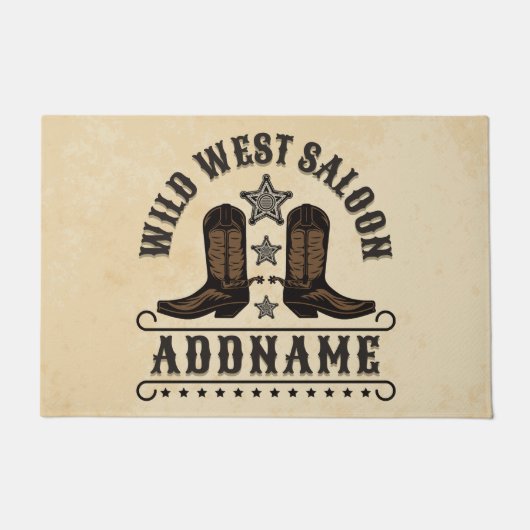 西カウボーイブーツADD NAME Sheriff Spurs Saloon ドアマット (正面)