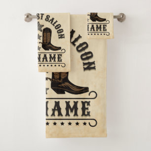 西カウボーイブーツADD NAME Sheriff Spurs Saloon バスタオルセット