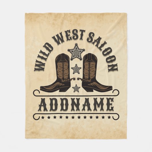 西カウボーイブーツADD NAME Sheriff Spurs Saloon フリースブランケット (正面)