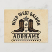 西カウボーイブーツADD NAME Sheriff Spurs Saloon ポストカード (正面)