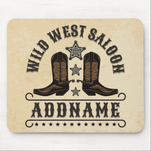 西カウボーイブーツADD NAME Sheriff Spurs Saloon マウスパッド