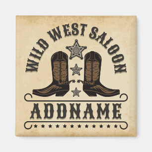西カウボーイブーツADD NAME Sheriff Spurs Saloon マグネット
