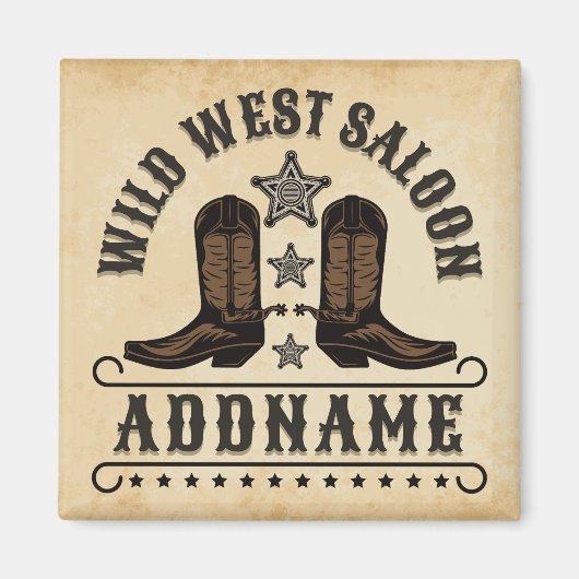 西カウボーイブーツADD NAME Sheriff Spurs Saloon マグネット (正面)