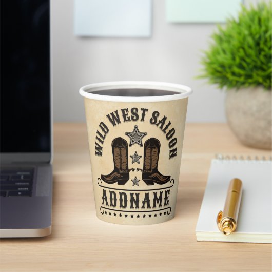 西カウボーイブーツADD NAME Sheriff Spurs Saloon 紙コップ (インサイチュ)