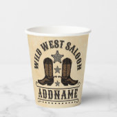 西カウボーイブーツADD NAME Sheriff Spurs Saloon 紙コップ (正面)