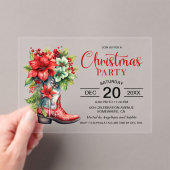 西カウボーイブートクリスマスパーティー アクリル招待状 (インサイチュ (ポータブル))