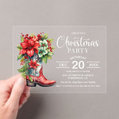 西カウボーイブートクリスマスパーティー アクリル招待状 (インサイチュ (ポータブル))