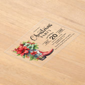 西カウボーイブートクリスマスパーティー アクリル招待状 (レイダウン)