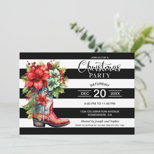 西カウボーイブートブラッククリスストライプのマスパーティー 招待状 (スタンド正面)