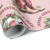 西カウボーイブートメリークリスマスオール ラッピングペーパー (ロールコーナー)