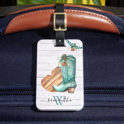 西カウボーイブートモノグラムボホウッド ラゲッジタグ (正面インサイチュ2)