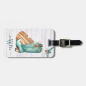 西カウボーイブートモノグラムボホウッド ラゲッジタグ (正面横)