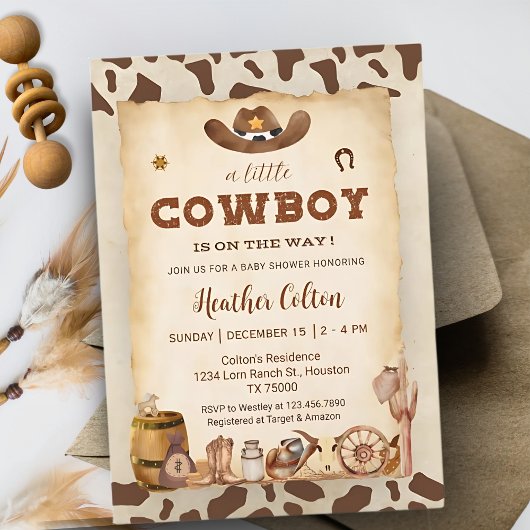 西カウボーイベビーシャワー 招待状