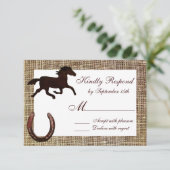 西カウボーイホースシューウェディングRSVPカード 出欠カード (スタンド正面)