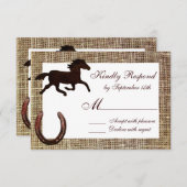 西カウボーイホースシューウェディングRSVPカード 出欠カード (正面/裏面)