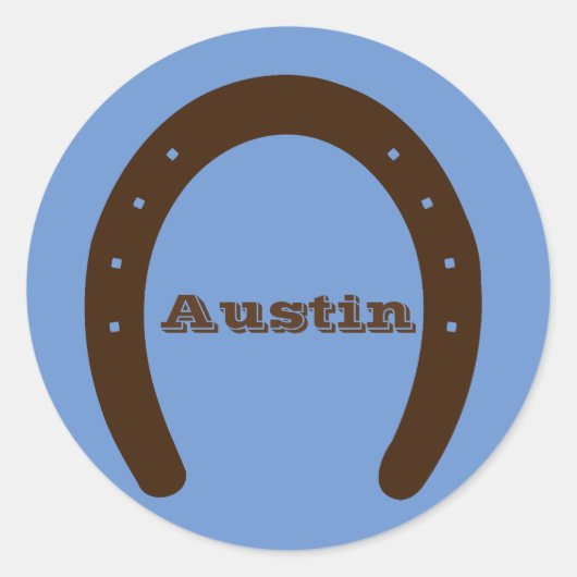 西カウボーイホースシューカスタムブルー ラウンドシール (正面)