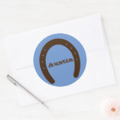 西カウボーイホースシューカスタムブルー ラウンドシール (封筒)