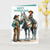 西カウボーイホースチャイルドハッピーパパの日4 カード (黄色い花)