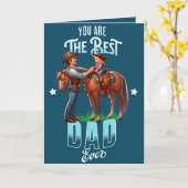 西カウボーイホースチャイルドハッピーパパの日 カード (黄色い花)