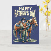 西カウボーイホースチャイルドハッピー父の日3 カード (黄色い花)