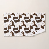 西カウボーイホースハットとブーツパターンホワイト バスタオルセット (ハンドタオル)