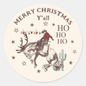 西カウボーイホースメリークリスマスオール ラウンドシール (正面)