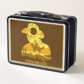 西カウボーイホース投げ縄ワイルドウェストパーソナライズされた メタルランチボックス (裏面)