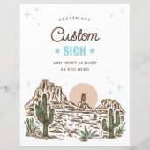 西カウボーイボーイベビーシャワーカスタムサイン (正面)