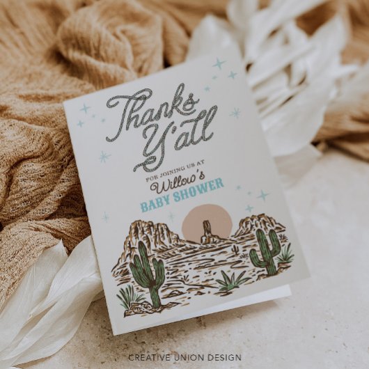 西カウボーイボーイベビーシャワーサンキューカード サンキューカード