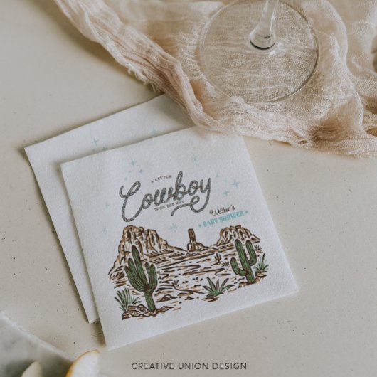 西カウボーイボーイベビーシャワー スタンダードカクテルナプキン