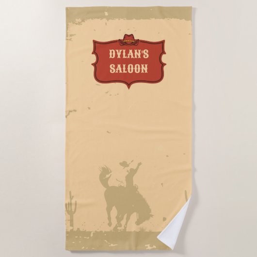 西カウボーイモノグラム素朴名サロン ビーチタオル (正面)