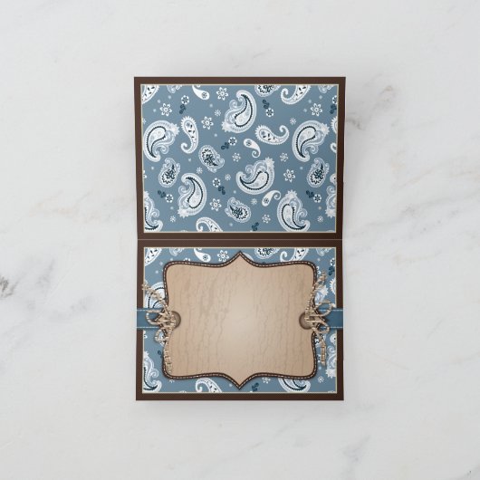 西カウボーイロッキングホースバンダンナありがとう サンキューカード (内部)