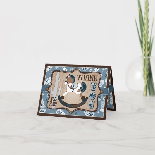 西カウボーイロッキングホースバンダンナありがとう サンキューカード (正面)