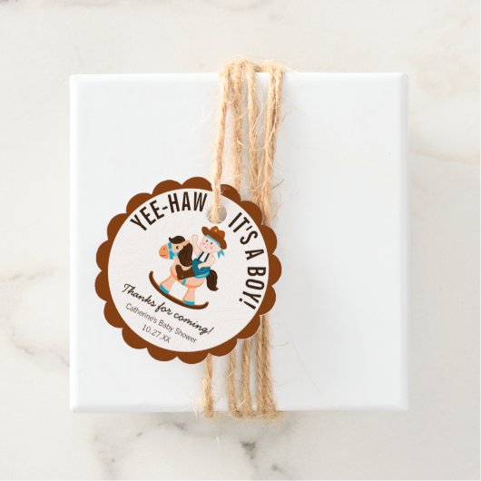 西カウボーイロッキングホースボーイベビーシャワー フェイバータグ (インサイチュ)