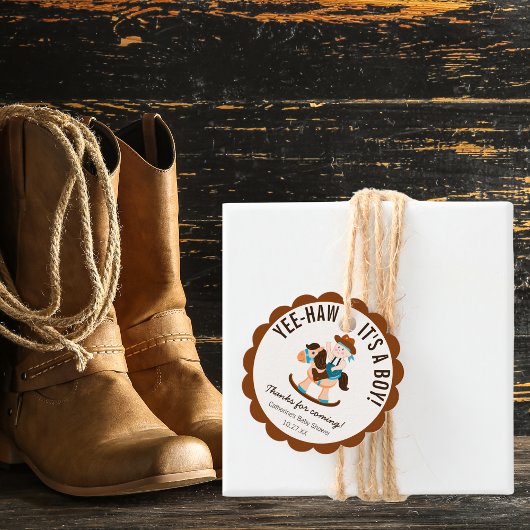 西カウボーイロッキングホースボーイベビーシャワー フェイバータグ