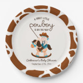 西カウボーイロッキングホースボーイベビーシャワー ペーパープレート (正面)