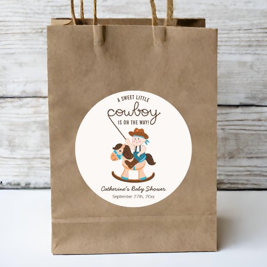 西カウボーイロッキングホースボーイベビーシャワー ラウンドシール